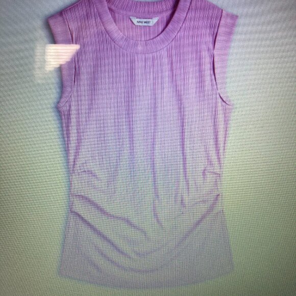 Nine West Women Short Cap Sleeve Ribbed Top Crewneck Orchid Size Large - Picture 6 of 6